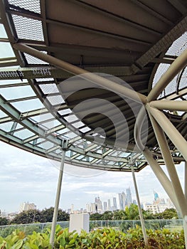 Beautiful architecture structure sky bridge design with cityscape view