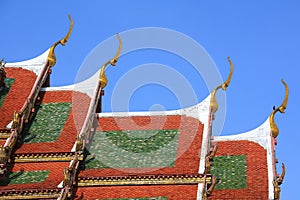 Beautiful architecture of temple roof with naga