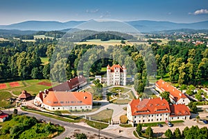 Beautiful architecture of the Wojanow Palace in Lower Silesia. Poland