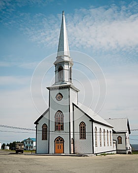 Beautiful architecture of the Ãâ°glise Saint-Maurice de lÃâ°chouerie, GaspÃÂ©, QuÃÂ©bec, Canada photo