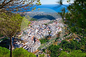 Beautiful arial view on famous white spanish village Frigiliana, Andalusia, Spain photo