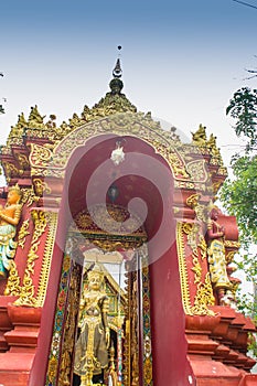 Beautiful art of Buddha image, religious places and religious objects in Myanmar mixed with Lanna style at Wat Ming Muang Buddhist