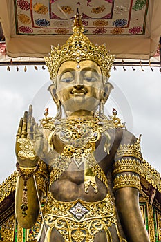 Beautiful art of Buddha image, religious places and religious objects in Myanmar mixed with Lanna style at Wat Ming Muang Buddhist