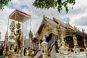 Beautiful art, religious places and religious objects in Myanmar mixed with Lanna style at Wat Ming Muang Buddhist temple, Chiang