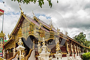 Beautiful art, religious places and religious objects in Myanmar mixed with Lanna style at Wat Ming Muang Buddhist temple, Chiang