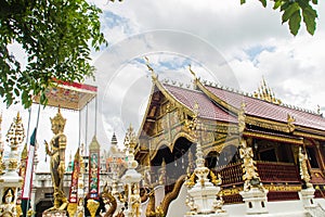 Beautiful art, religious places and religious objects in Myanmar mixed with Lanna style at Wat Ming Muang Buddhist temple, Chiang