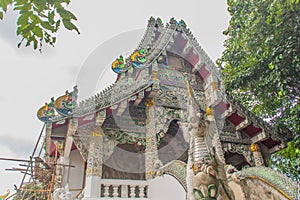 Beautiful art, religious places and religious objects in Myanmar mixed with Lanna style at Wat Ming Muang Buddhist temple, Chiang