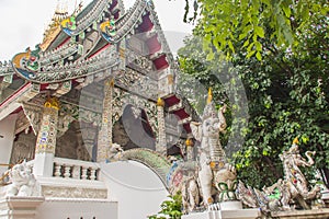 Beautiful art, religious places and religious objects in Myanmar mixed with Lanna style at Wat Ming Muang Buddhist temple, Chiang