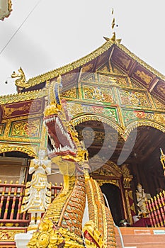 Beautiful art, religious places and religious objects in Myanmar mixed with Lanna style at Wat Ming Muang Buddhist temple, Chiang