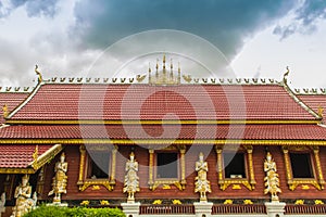 Beautiful art, religious places and religious objects in Myanmar mixed with Lanna style at Wat Ming Muang Buddhist temple, Chiang