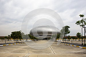 Beautiful art ubosot ordination hall building for thai people travel visit respect praying blessing buddha at Wat Buddha Saeng