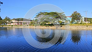 beautiful artificial lake on the edge of the beach on Muna Island