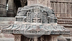 Beautiful artistic design on stone, stone workmanship on temple wall