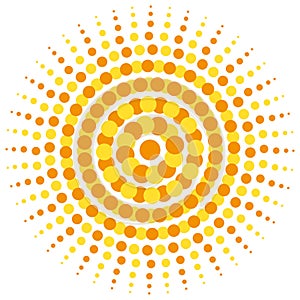 Beautiful and artistic sun explosion. Summer sticker or heat concept.