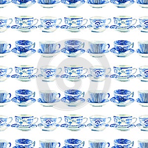 Beautiful artistic tender wonderful blue porcelain china tea cups pattern