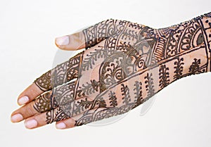 Beautiful artwork drawn on the hand with Mehndi