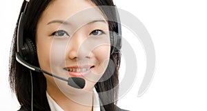 Beautiful asia young business woman with headset