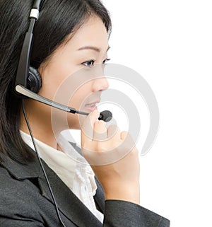 Beautiful asia young business woman with headset