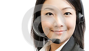 Beautiful asia young business woman with headset