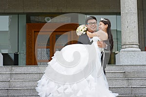 Beautiful asian bride and groom