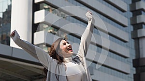 Beautiful asian business woman happy and cheerful