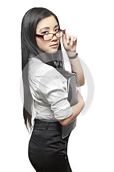 Beautiful Asian businesswoman with documents