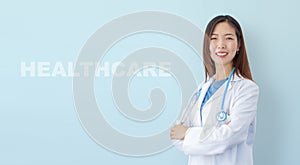 Beautiful asian female doctor smiling