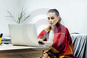 Beautiful asian freelancer woman using laptop computer at home