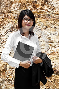 Beautiful Asian geologist woman.