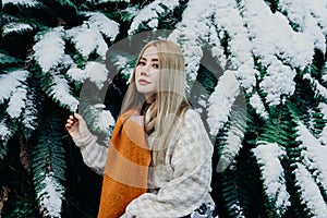 Beautiful asian woman enjoy view with snow during winter in New Zealand.