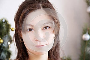 Beautiful asian woman portrait face looking at camera