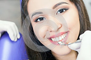 Beautiful asian woman smile with healthy teeth whitening