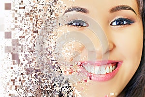 Beautiful asian woman smile with healthy teeth whitening photo