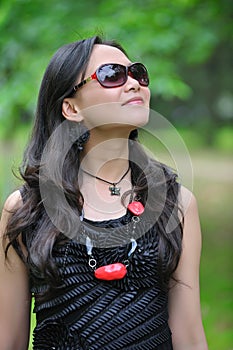 Beautiful asian woman with sunglasses