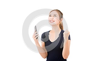 Beautiful asian woman using cellphone