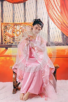 Beautiful Asian women in ancient palaces