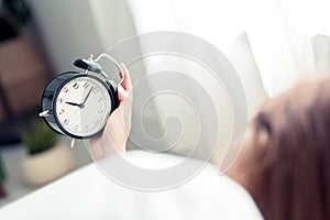 Beautiful asian young woman sleeping lying in bed on bedroom with head on pillow comfortable and happy