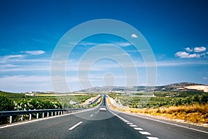 Beautiful asphalt freeway, motorway, highway in Andalusia, Spain