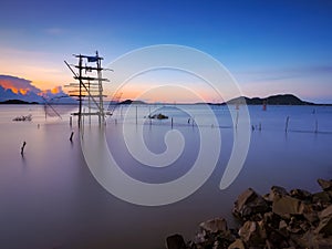 The beautiful atmosphere of Songkhla Lake in the south of Thailand