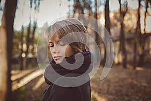 Beautiful attractive young woman autumn outdoor portrait in coat