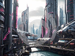 Beautiful autonomus futuristic style green energy city