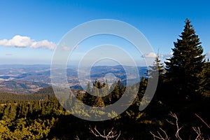 Beautiful autumn Beskidy mountains landscape