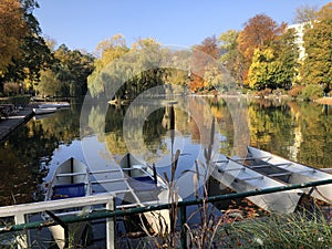Beautiful autumn colors at Doblhoffpark in Baden, Austria