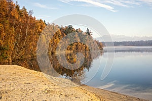 beautiful autumn day at big lake