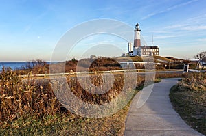 Beautiful Autumn day to visit Montauk Point Lighthouse, Hamptons, New York photo