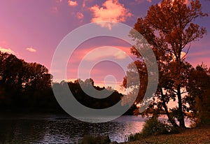 Beautiful autumn evening landscape