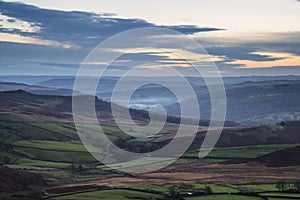 Beautiful Autumn Fall landscape of Hope Valley from Stanage Edge