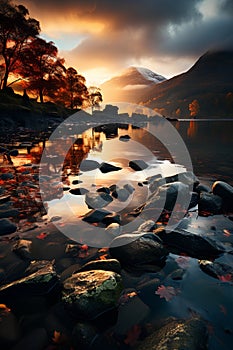 Beautiful Autumn Fall sunrise landscape image of Lake District England UK Europe