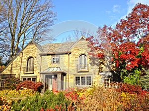 Beautiful autumn folage at upscale family house photo