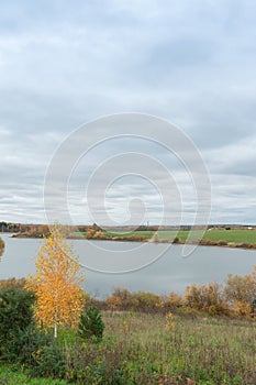 Beautiful autumn landscape. Golden autumn with bright colors of trees.